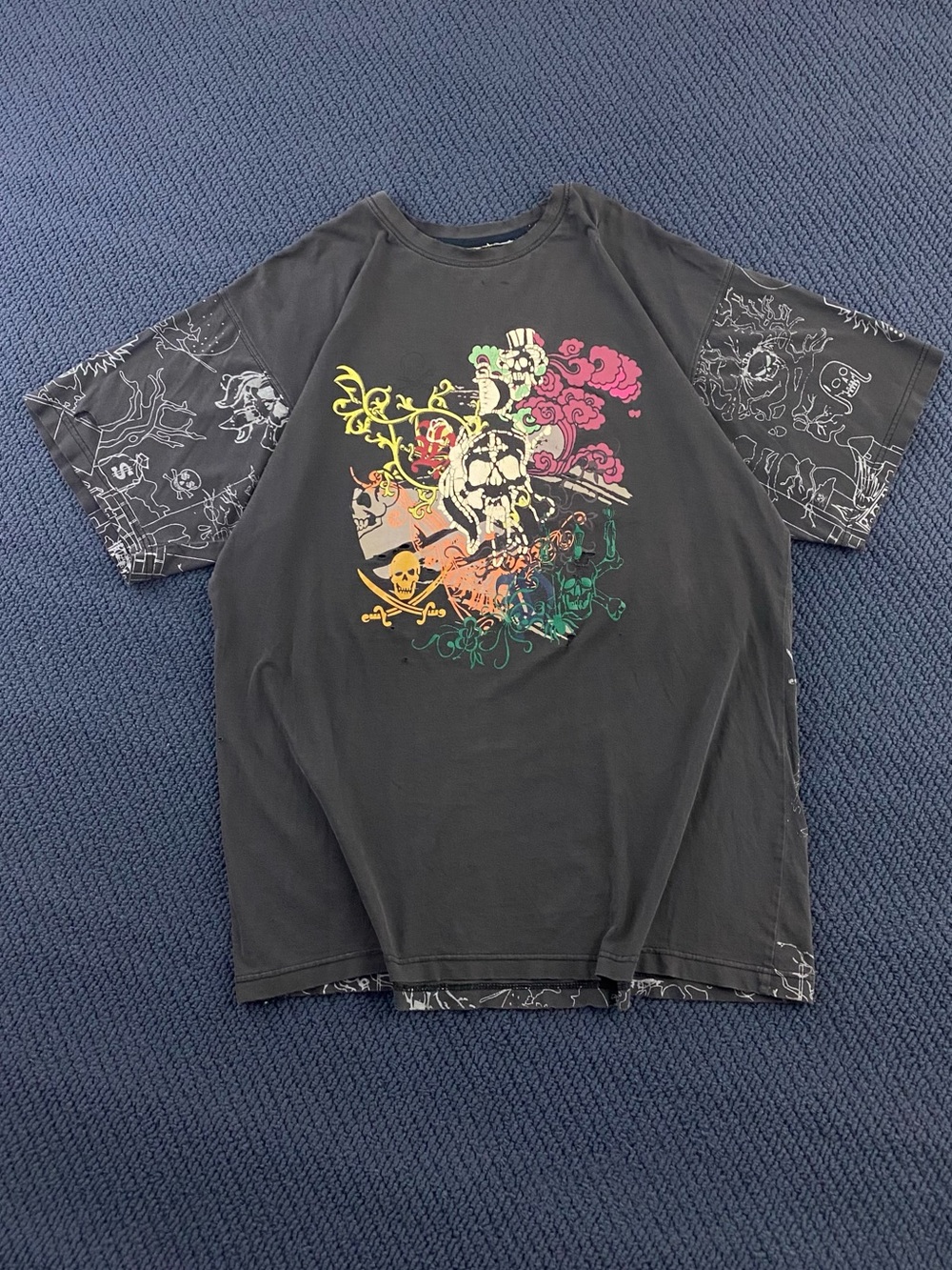 Y2k AOP Skull Distressed Tee Shirt